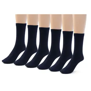 Silky Toes 3 or 6 Pairs Womens Rayon From Bamboo Ribbed Dress Socks, Casual Basic Socks (Dark Navy -6 Pairs, 8-9)