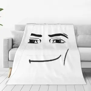 Meme Male Face Smirking Smiling Blanket, Quality Comfortable Bed Sofa Soft Throw, Default Of Smiling Face Memes, Funny Meme Blanket