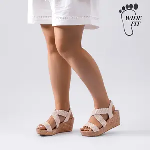 Luoika Women's Wide Width Wedge Sandals, Platform Wedge Pump Heel Ankle Strap Open Toe Women's Sandals Concise Casual Summer Shoes