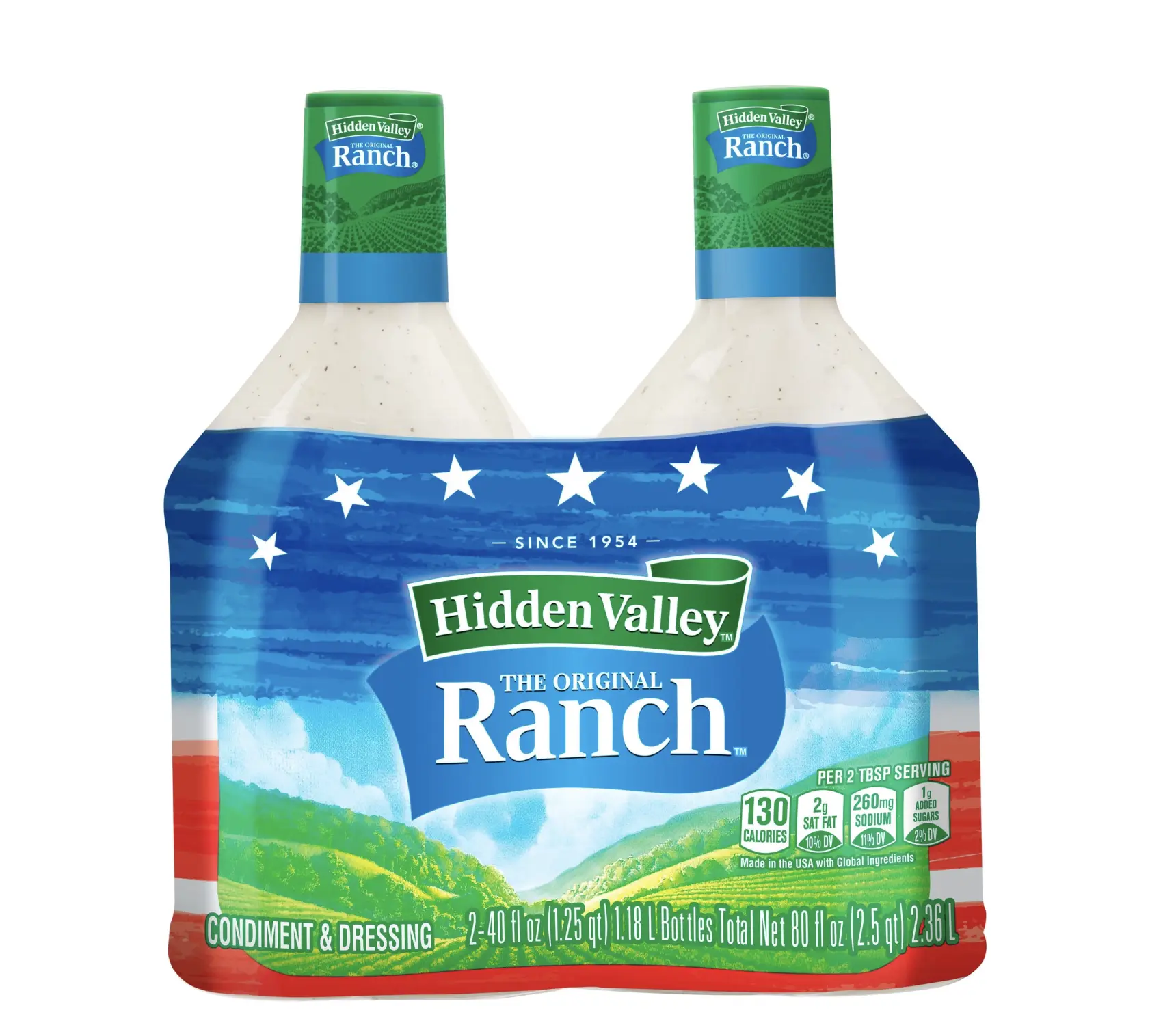2 Pk Hidden Valley Original Ranch Dressing 40 oz Each Bottle Delicious with Salads , Bowls , Pizza , Chicken