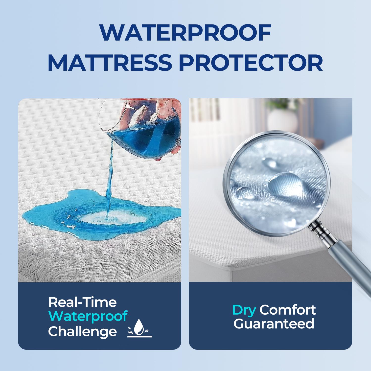 【TASTELIFE】Waterproof Mattress Protector, 3D Air Fabric Cooling King Bed Mattress Protector, Breathable Fitted Mattress Cover with Deep Pocket, Fits 8 to 21 Inch Mattress
