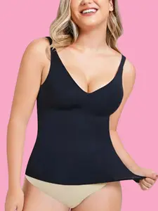 Women’s Compression Tank Top – Seamless V-Neck Shapewear Cami for Tummy Control & Workout SupportV