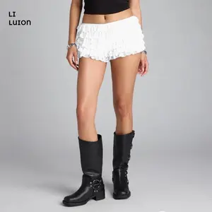 Women Lolita Lace Ruffled Layered Shorts Y2k Fairy Tiered Bloomers Pumpkin Party Festival ShortsGift