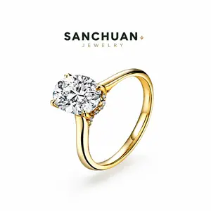 STUDIO Oval Cut 1.0ct&2.0ct&3.0ct&4.5ct D VVS1 Color Lab-Created Moissanite Ring Jewelry for Women 14K Gold Plated Engagement Wedding Lady's Gift Luxury R112 SpringStatements