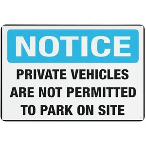 Private Vehicles Aare Not Permitted To Park On Site Safe Sign, Signs Outdoor, 12 X 8 In, Sign For Home, Business, Driveway Alert