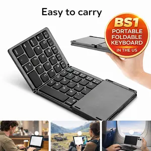 Foldable Wireless Keyboard, Rechargeable Portable Mini Folding Keyboard for iPad, Tablet, Phone, Windows, Android & iOS Devices, Compact Travel Keyboard