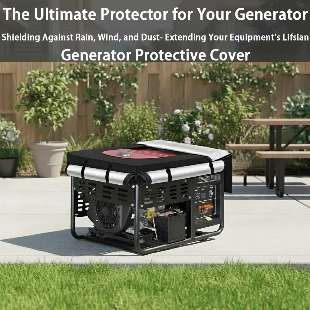 Ultra Heavy Duty Oxford Fabric Portable Generator Cover with Waterproof Coating, 28x20x20 in, for 5000-10000W Generators, Daily All-Weather Warehouse/Pouch Outdoor Dustproof Black Protection Cover