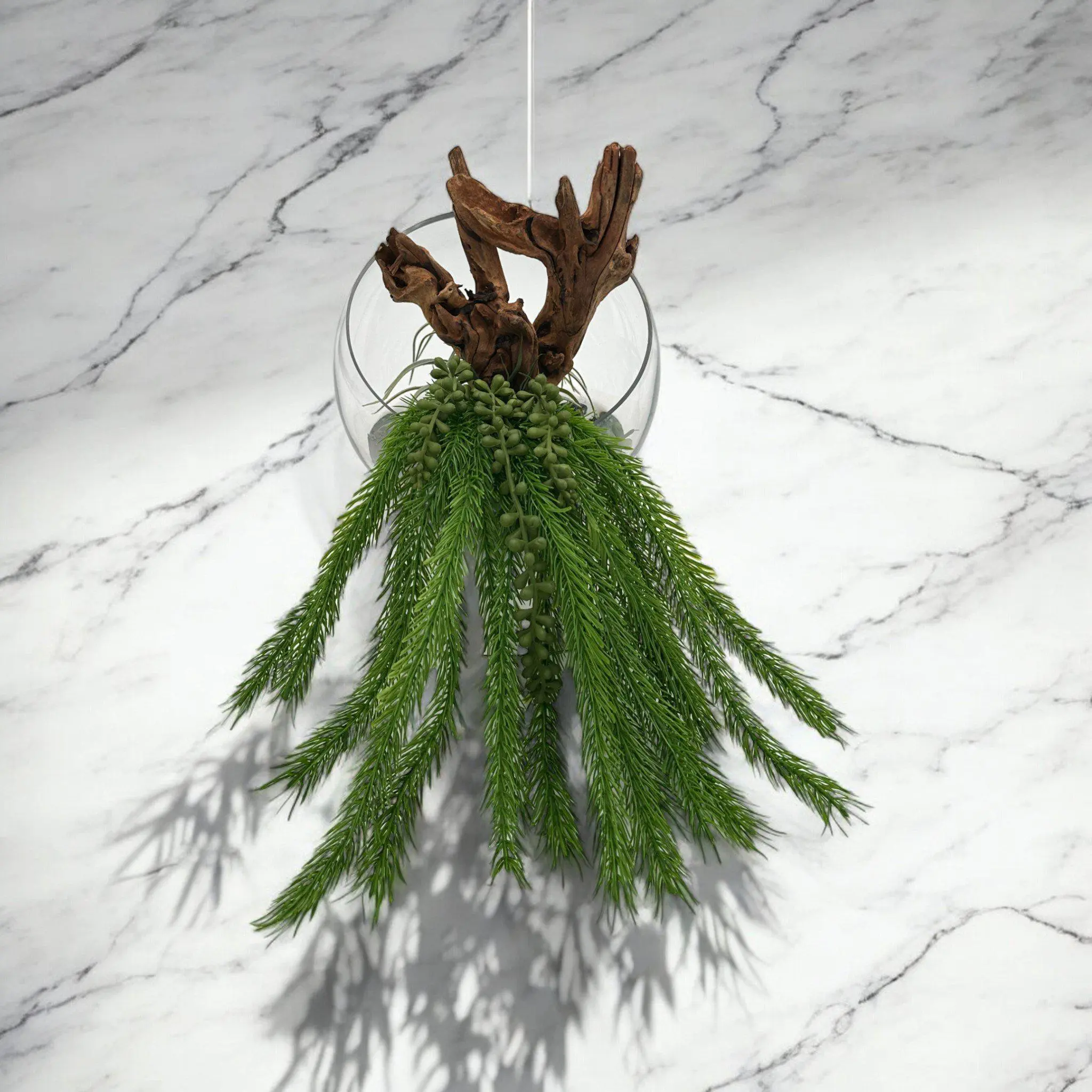 Succulent Design in Clear Half-Bubble Glass Vase with Epoxy | Unique Succulent Vase with Artificial Succulents | Perfect Arrangements for Housewarming Gifts