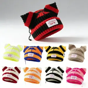 1pc Women's Fashion Car Embroidered Ear Flap Knitted Hat | Soft Warm Cotton Stretchy Crochet Beanie for Autumn Winter Daily & Travel