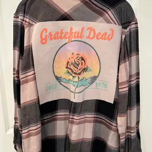 Grateful Dead Pink Rose Upcycled bleach flannel shirt XL