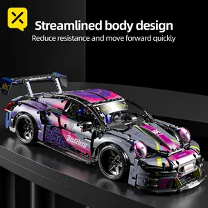 【1:10】911 Colorful Building Blocks Assembly Race Car Science and Education Toy for Children with 1:10 Static Version