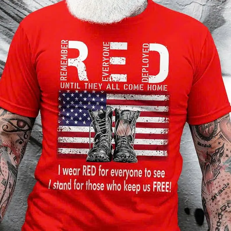 Red Friday Veterans Shirt, Remember Everyone Deployed, Red Friday Military Flag T-Shirt