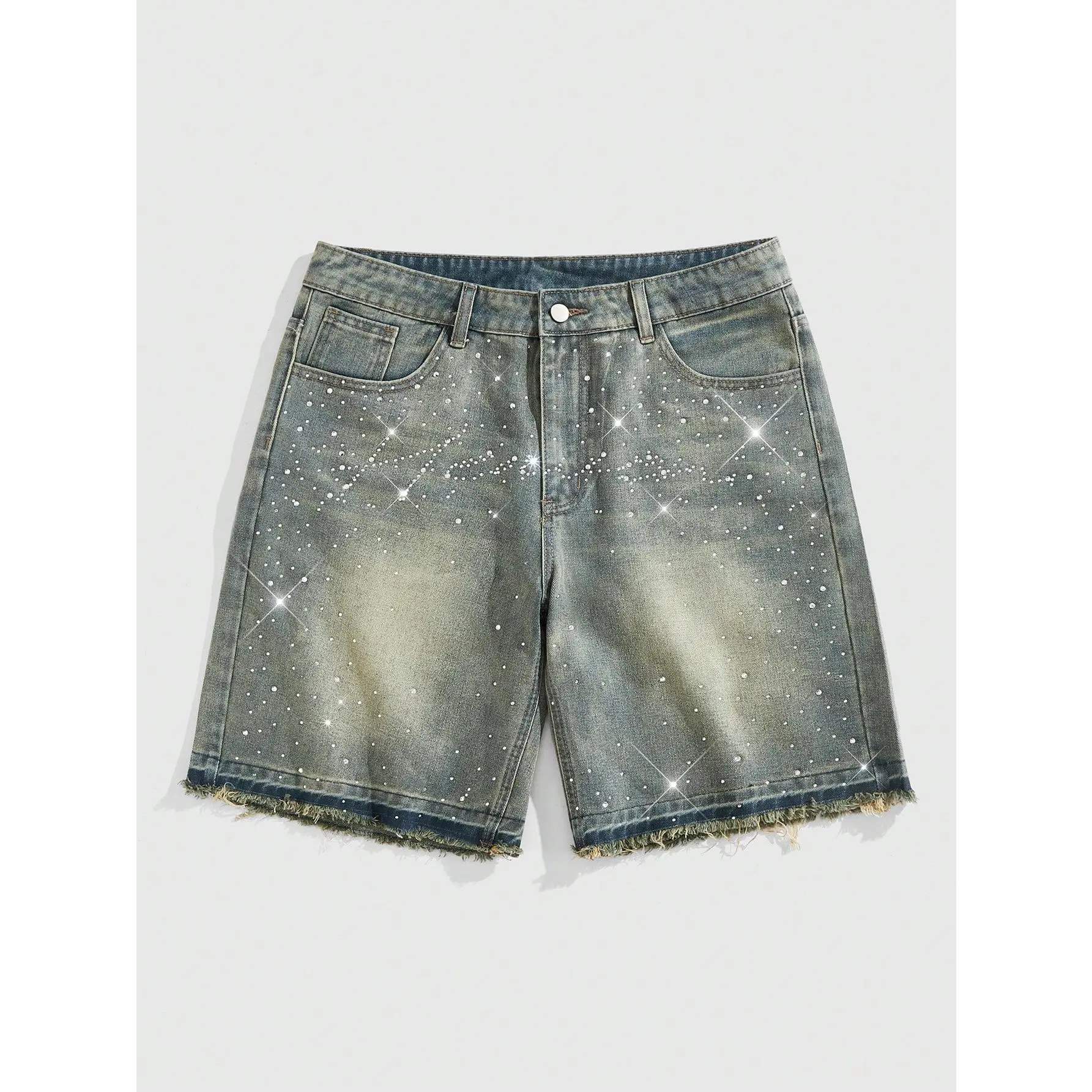 DealsForYouDays Glitter Rhinestone Denim Shorts Frayed Raw Hem Straight Leg Street Jean Shorts DealsForYouDays Glitter Rhinestone Denim Shorts Frayed Raw Hem Straight Leg Street Jean Shorts