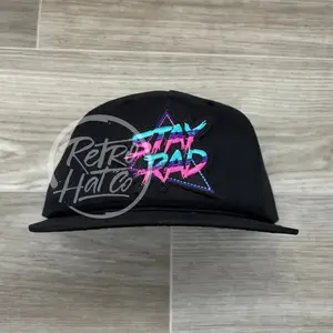 Stay Rad Patch on Black Retro Rope Hat trucker hat