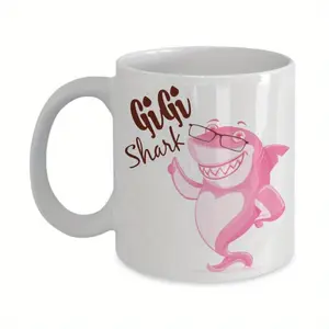 [1pc Gigi Mug] 1pc Gigi Shark Mug, Cute 11oz Coffee or Tea Cup, Mother's Day Gift
