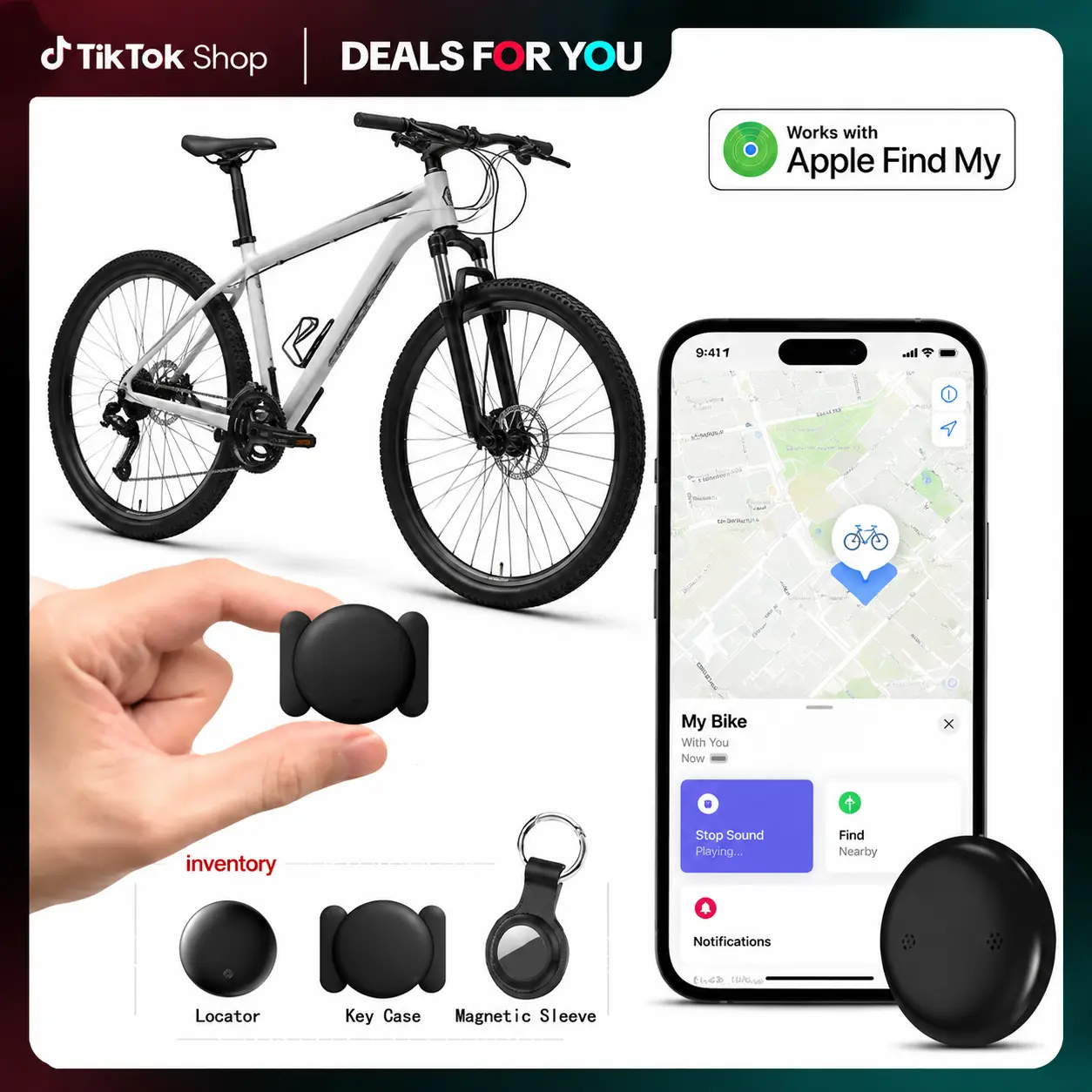 No-Subscription Mini Magnetic Tracking Tag Works with Apple Find My, Real-Time Anti-Loss Locator for Car, Pet, Children, Practical Holiday Safety Gift for Family