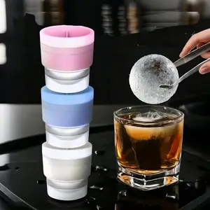 Ice Ball Molds - Set of 3, Round Ice Cube Molds, 2-Inch Spherical Ice Cubes for Whiskey, Cocktails, Bourbon Cocktail Ice Cube Mold Kitchen Utensils (random color)