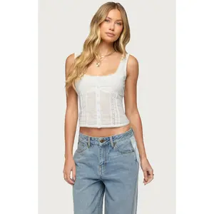 Edikted Women's Embroidered Cotton Button Up Top