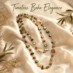 This bohemian-style, colorful beaded double-layer necklace is a vintage-luxury resort-style long necklace. It can be stacked with other natural stone beaded necklaces and is ideal for beach parties, everyday wear, and bohemian-style outfits.