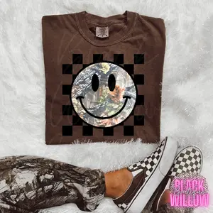 Grunge Camo Smiley Tee Or Sweatshirt Grunge Camo Smiley Tee Or Sweatshirt