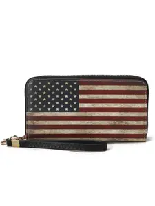 Patriotic USA Flag Wristlet Wallet for Women, Stylish Multi-compartment