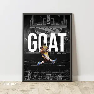 GOAT Basketball Poster | LeBronn  Dunk Art Print | Wall Art for Gym, Office & Room Décor