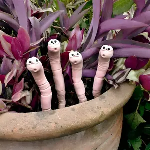 1pc/4pcs Cute Worm Plant Decorations, Vinegar Garden & Patio Accessories, No Batteries Needed, Indoor/outdoor, Halloween Theme, Durable Ornaments