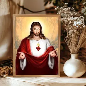 1 Count Divine Canvas Wall Art Poster - Un Religious Jesus Christ Print for Home, Office, Living Room, Bedroom, Cafe Decor - Spiritual Gift for Christmas, Halloween, Thanksgiving, New Year - No Feather, No Power Needed