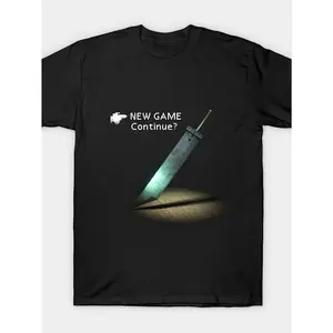 Final Fantasy VII Menu Graphic T-Shirt - Trendy Loose Fit Anime Print, 100% Cotton, Round Neck, Short Sleeve, 220g/m², Machine Washable, Men's Casual Gaming Tee, Anime T Shirt