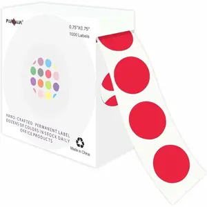 Inch Roll Color Coding Labels, 1000 per Roll, Round Permanent Adhesive Color Coding Circle Dot Stickers for Classroom, Office, Home (Red)
