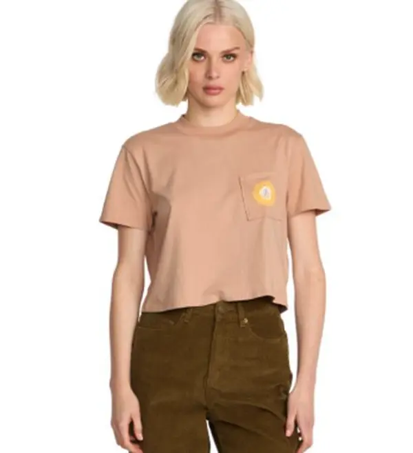 VOLCOM Women's Pocket Dial Graphic T-Shirt - Short-Sleeve Round-Neck Casual Streetwear Top, Women's Shortsleeve Daily Wear Tee