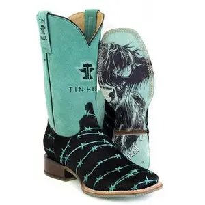 Women's Tin Haul Barbwire Belle Boots With Good Mood Sole Handcrafted Black