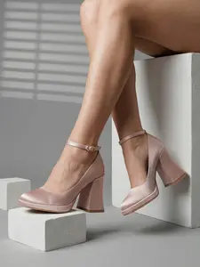 Vintage Coquette Satin Mary Jane Heels for Women Chunky Block Heel Platform Pumps Ankle Strap Dress Shoes