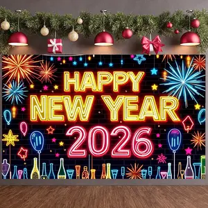 Happly Newyear 2026 Merry Christmas Banner Indoor Wall Decor Xmas Party Supplies for Home Office School Festival Decoration Easy to Use Versatile Festive Touch