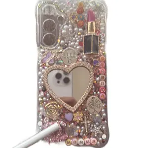 Custom ANDROID JUNK DEVICE WITH NAME & Mirror Cover Casing Cases Screen Protector Protection Smartphone Shockproof Cellphone Floral Abstract