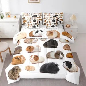 Guinea Pig Comforter Set,Cute Mouse 3D 7 Pieces Bedding Rodents Animal Bed Set,Kids Boys Girls Teens Bed in A Bag