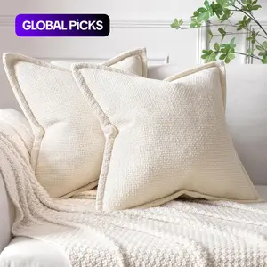 1PCS / 2PCS / 4PCS Modern Decorative Pillows Set, Ultra-Soft Chenille Edging, Zipper Polyester Square Cushions, Bohemian Living Room Farmhouse Home Decor, Durable Cushions(With Pillow Core) #GLOBAL PICKS