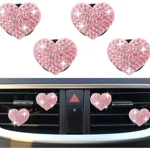 Heart-Shaped Car Vent Clip with Rhinestones, Shiny Vent Clips for Car Decoration, Premium Shine Car Clips for Cars Trucks Suvs, Car Interior Accessory, Car Ornament, Car Accessories