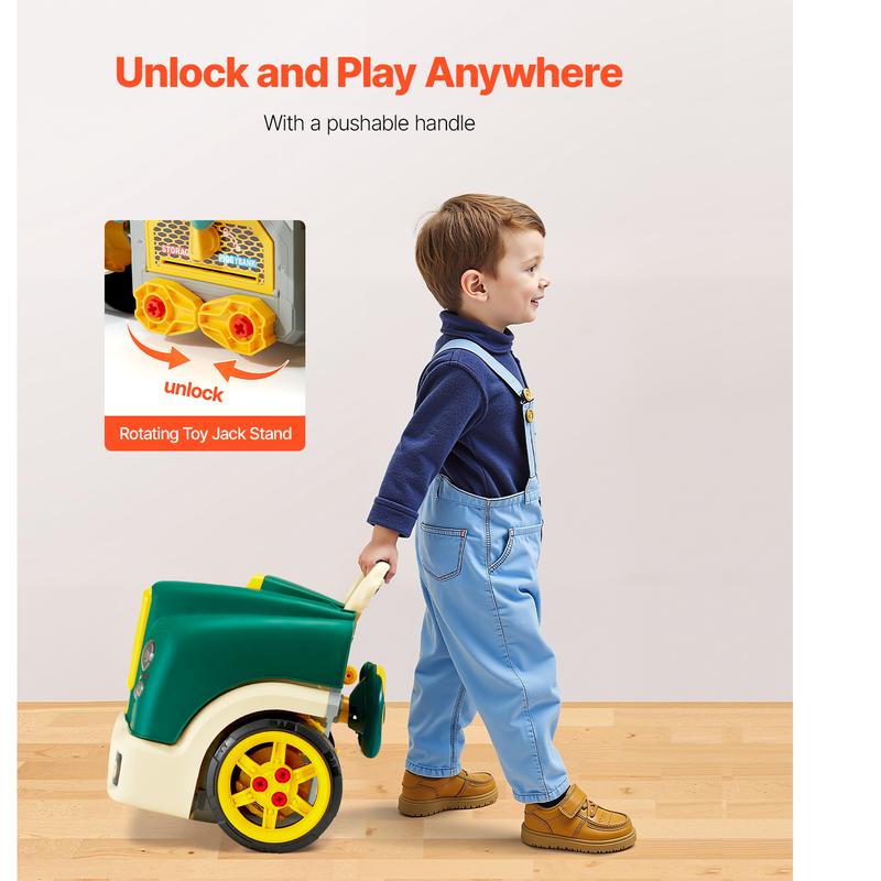 VEVOR Engine Toy, TikTokShopBlackFriday, 60 Pieces, Kids Mechanic Car Repair Set with Removable Parts, Lights and Sounds, Steering Wheel and Horn, Kids Mechanic Workshop Set for Toddler Ages 3 Years and Up, Green