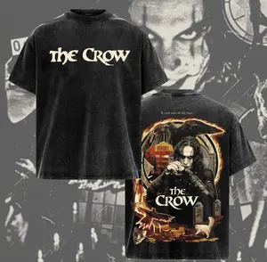 Oversized Vintage Washed “The Crow” Graphic Tee – Dark Gothic Raven Streetwear Shirt, thecrow, gothicstreetwear, vintagetee, acidwashedtee, darkfashion