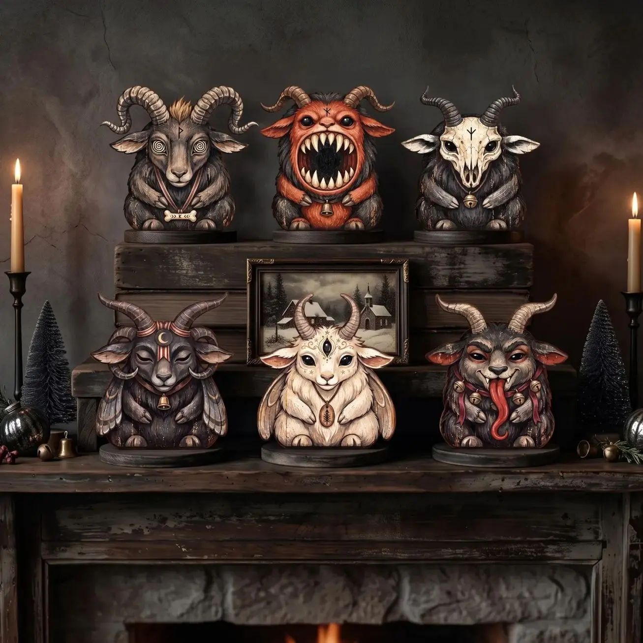 Christmas Decorations Indoor, Krampus Decor, Krampus Elf On The Shelf, Retro Wooden Block for Shelf Decor, Christmas Gifts for Housewarming
