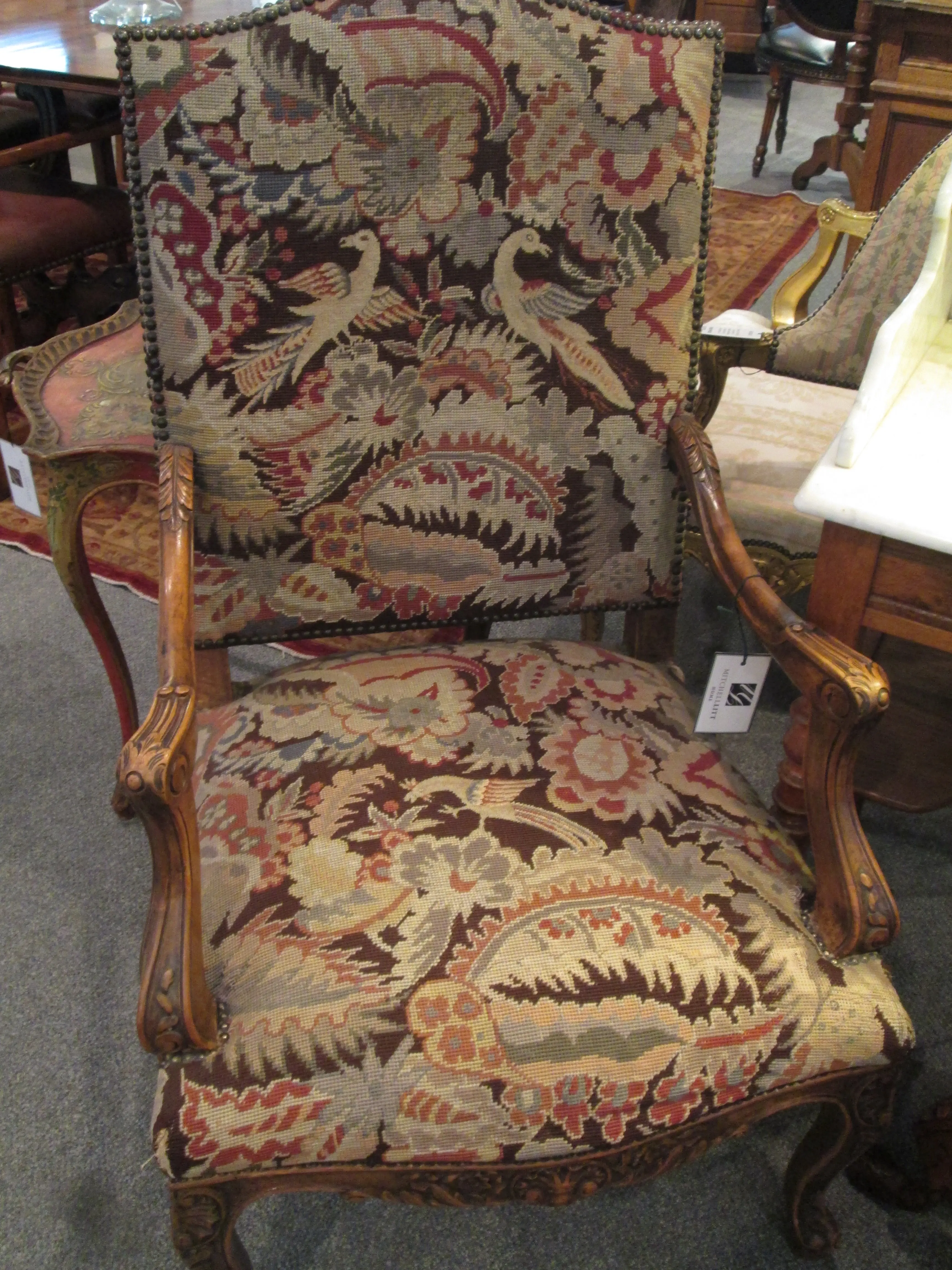 Late 19Th Century French Louis Xv Style Needle Point Arm Chair