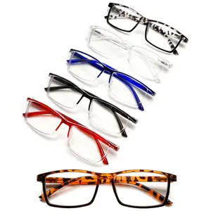 6-Piece Classic Blue Light Blocking Reading Glasses Suitable For Men And Women Solid Color Retro Print Rectangular Frames Spring Hinge Design Ideal For Daily Use Holiday Gifts Christmas Gifts