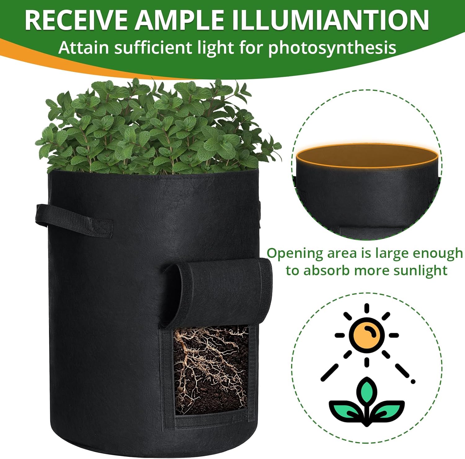 GOTGELIF 6 Pack 10 Gallon Potato Grow Bags with Flap, Thickened Nonwoven Fabric Grow Bags for Growing Potatoes, Carrots, Onion, etc Vegetables, Plants & Fruits - Black magnetic  levitation