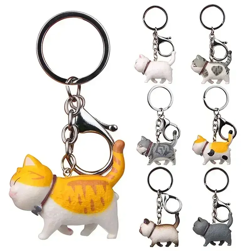 2026 Cat Keychain Cute and Creative Cartoon Healing Kitten  Animal Keyrings Pendant Decoration Keychain Accessories Gift New for your car décor