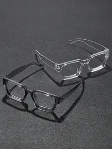 Classic Square Plastic Frame Glasses, Suitable for Reading Outdoor Travel Daily Wear, Transparent High Quality Eyewear Accessories