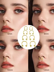 8PCS 16G Horseshoe Septum Rings Stainless Steel Nose Piercing Jewelry Nose Rings Hoops Cartilage Helix Tragus Earring Hoop Eyebrow Lip Retainer for Women Men 6mm 8mm 10mm 12mm