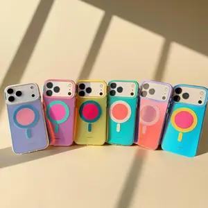 Macarons Series Clean Simple Style Stylish Suction Magnet Shell Bracket Comfortable Phone Case For iPhone17 16 13 14 15 Pro Max