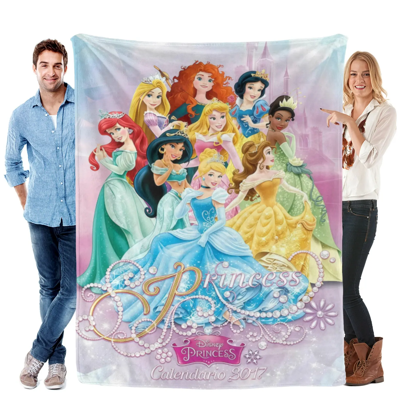 Disney Princess Blanket, All-Star Princess Cast Plush Blanket, Fairytale Themed Gift For Girls Birthday
