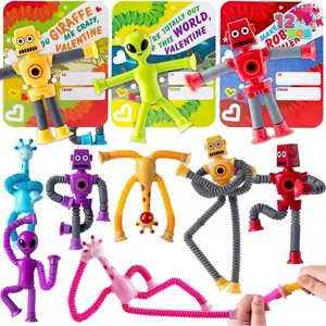Joyfy 12 Packs Valentine's Day Telescopic Suction Pop Tubes with Cards | Fun Kids Party Favors & Classroom Gifts